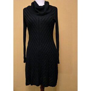 Dana Buchman Medium Slimming Black Sweater Dress Cowl Neck Long Sleeved‎ Chevron